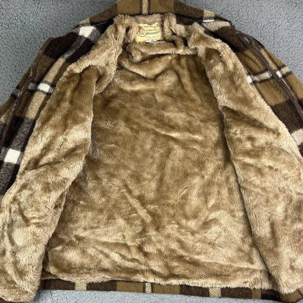 Vintage 60's‎ Bemidji Woolen Mills Wool Buffalo Plaid Mackinaw Jacket Brown 40